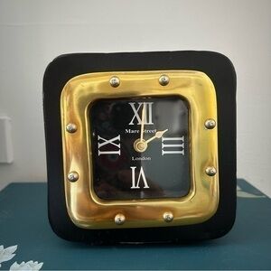 Roman Numbers Black and Gold Small Table Clock Antique